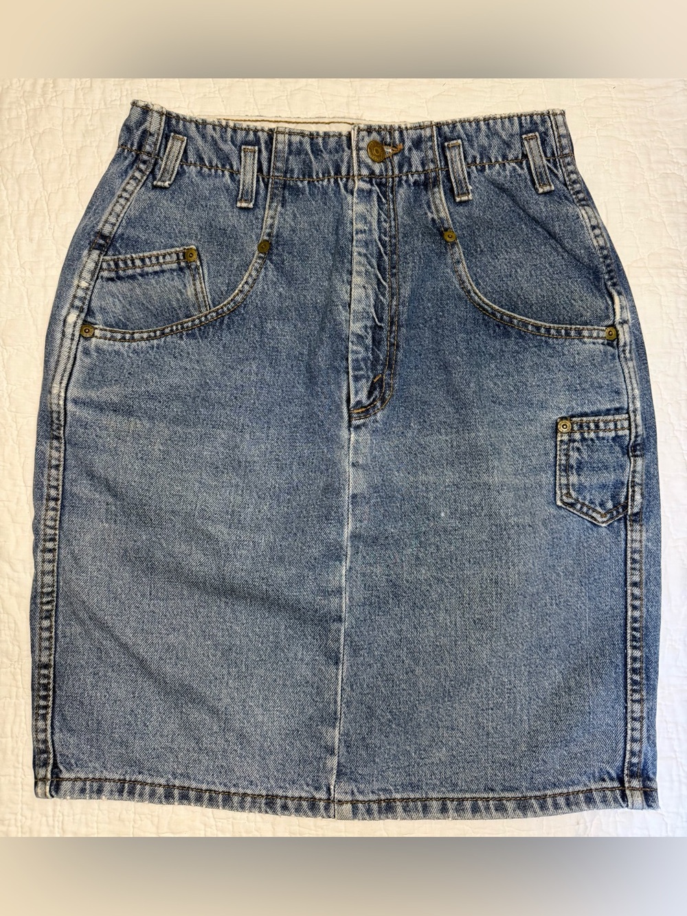 VTG 80s Levi’s Utility/Cargo Style Denim Skirt Made in USA: Size Medium - Picture 9 of 15
